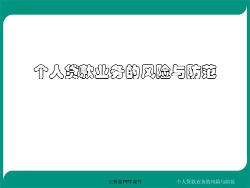个人贷款业务的风险与防范ppt课件