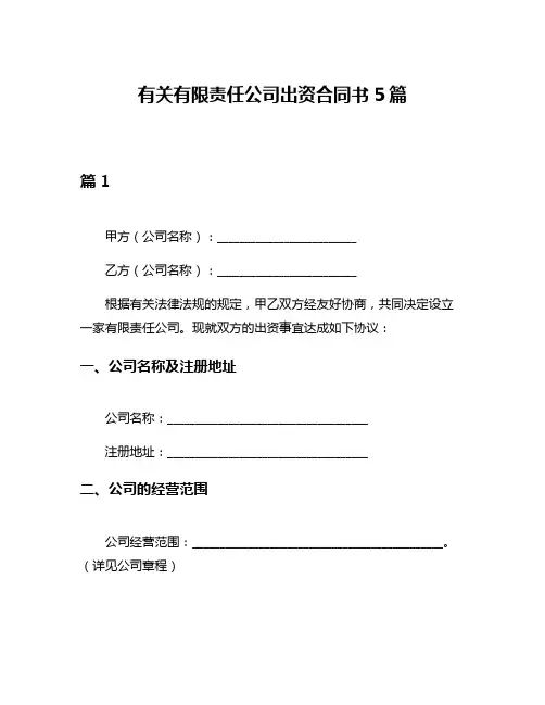 有关有限责任公司出资合同书5篇