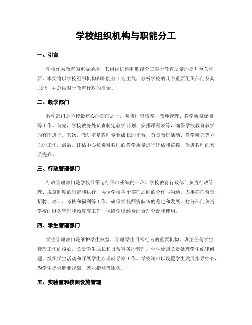 学校组织机构与职能分工