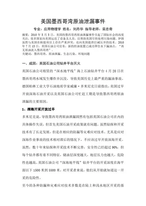 美国墨西哥湾原油泄漏事件