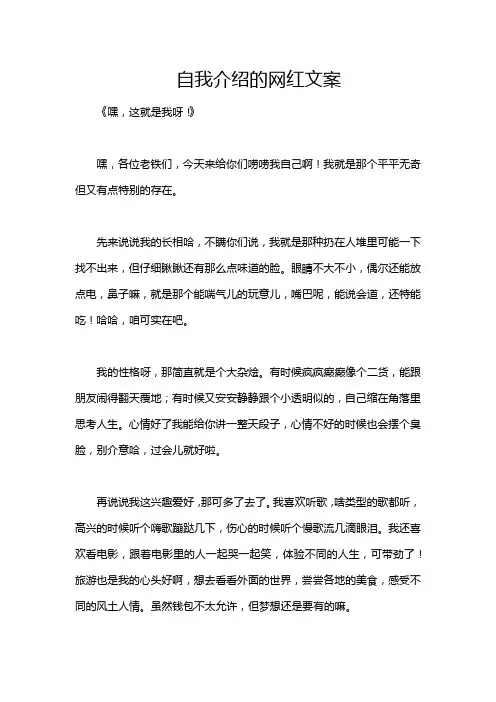 自我介绍的网红文案