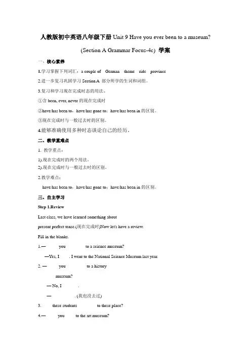 人教版初中英语八年级下册 Unit9 SectionA Grammar Focus-4c导学案设计(