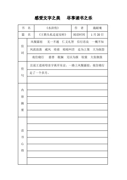 (完整word)读书笔记模板
