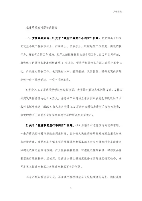 住建局巡察问题整改报告