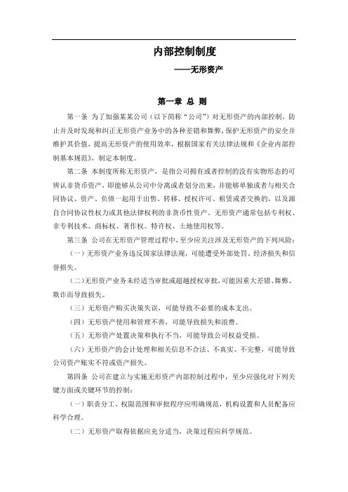 内部控制制度-无形资产