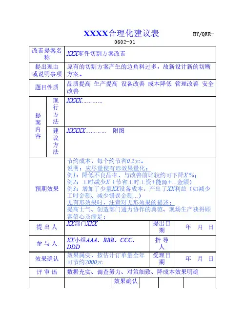 合理化建议表
