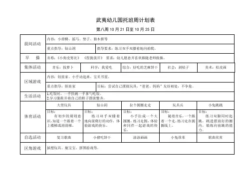 托班第8周计划