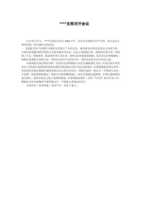支部会议新闻稿