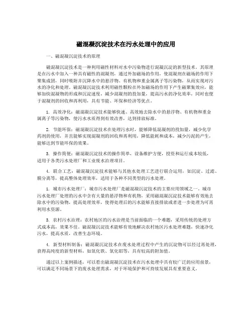 磁混凝沉淀技术在污水处理中的应用