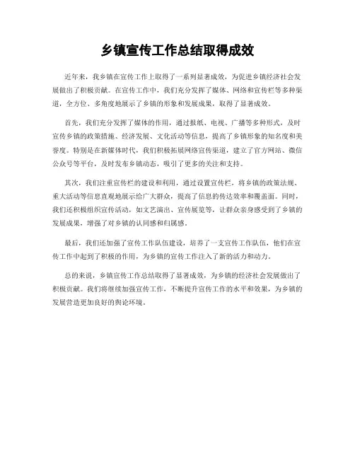 乡镇宣传工作总结取得成效
