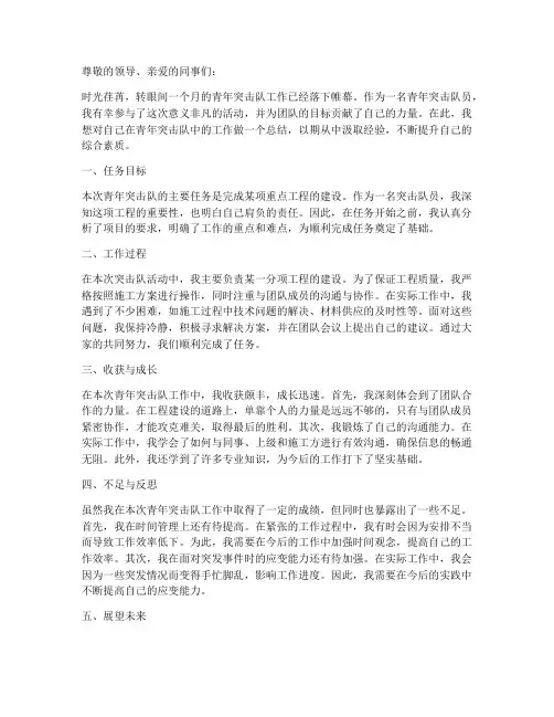 青年突击队员个人工作总结