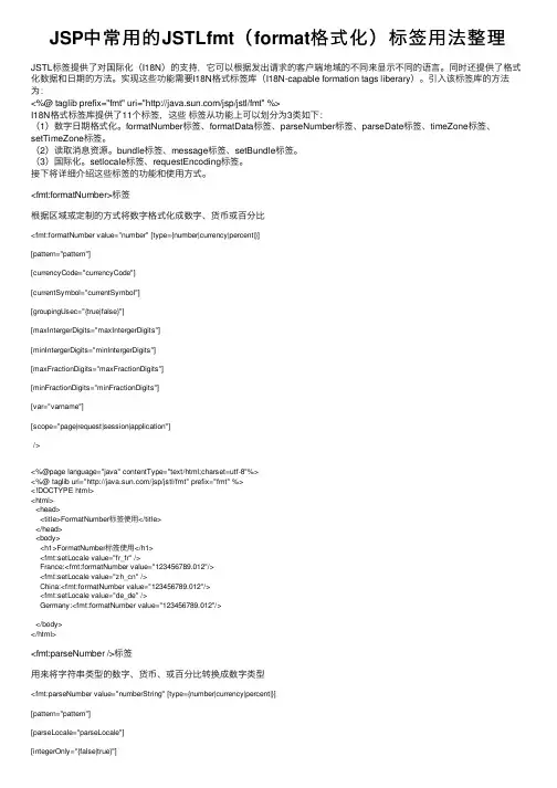 JSP中常用的JSTLfmt（format格式化）标签用法整理