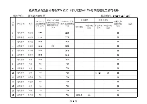 2011年绩效工资报表