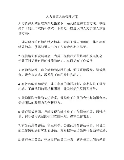 人力资源人效管理方案