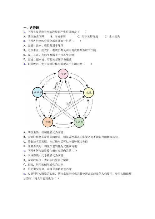 上海思源中学初中物理九年级全册第二十二章《能源与可持续发展》测试卷(包含答案解析)