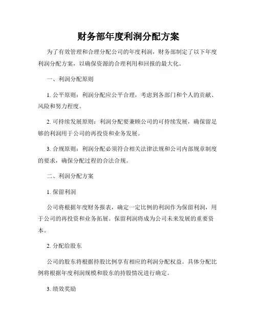 财务部年度利润分配方案