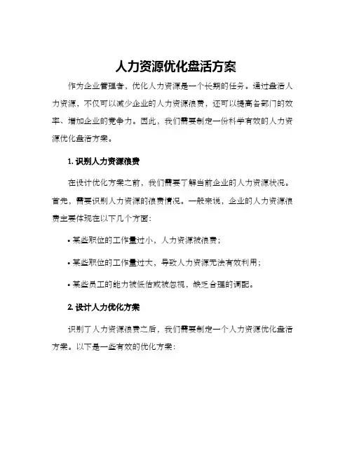 人力资源优化盘活方案
