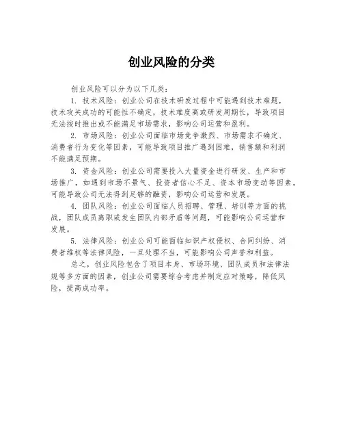 创业风险的分类