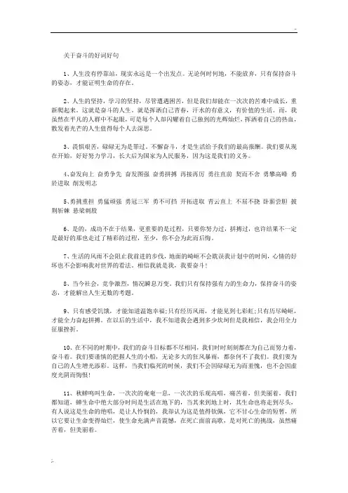 关于奋斗的好词好句