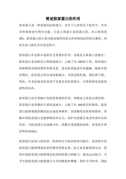 简述胶原蛋白的作用