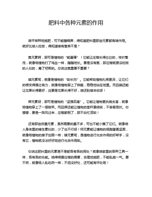 肥料中各种元素的作用