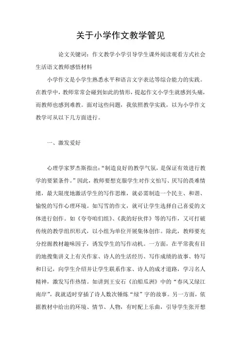 关于小学作文教学管见