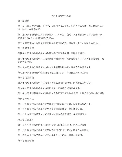 农贸市场规章制度表