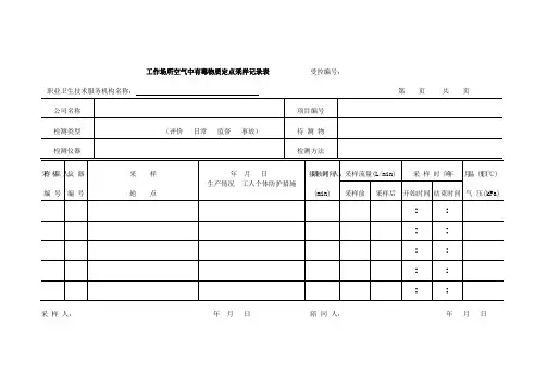 工作场所职业病危害因素检测记录表