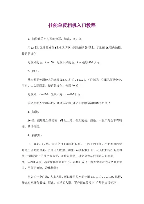 佳能单反相机入门教程