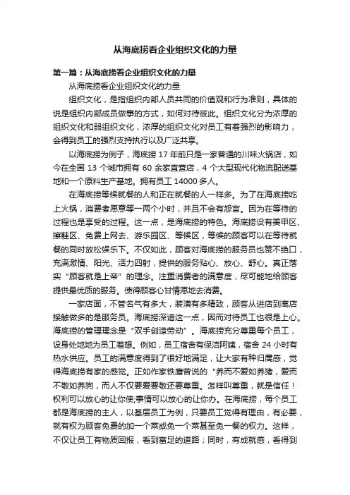 从海底捞看企业组织文化的力量