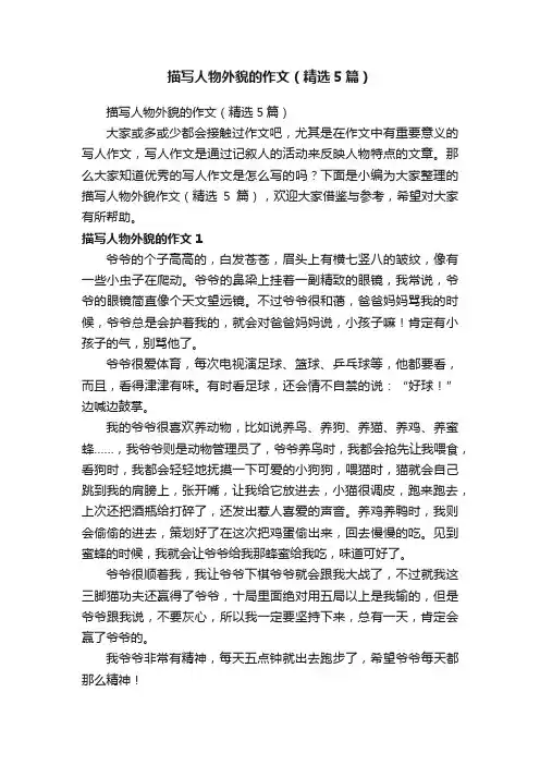 描写人物外貌的作文（精选5篇）