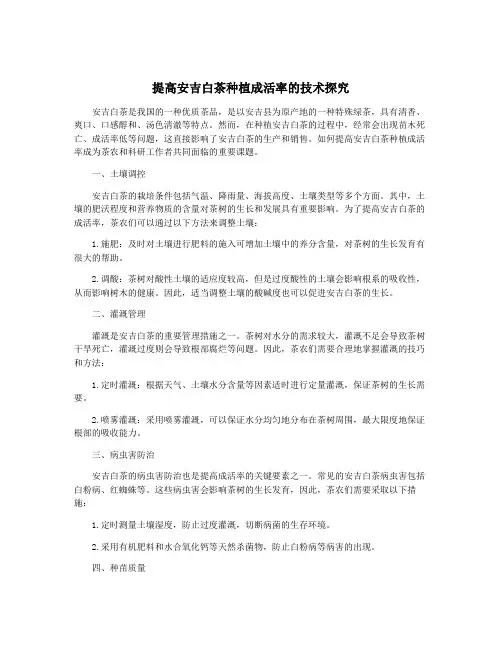 提高安吉白茶种植成活率的技术探究