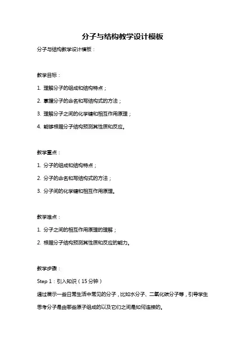 分子与结构教学设计模板