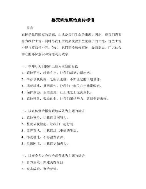 撂荒耕地整治宣传标语