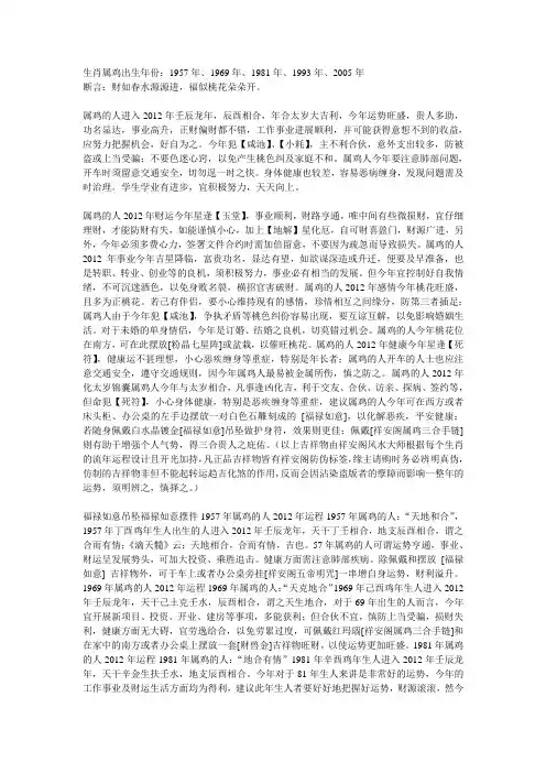 生肖属鸡出生年份