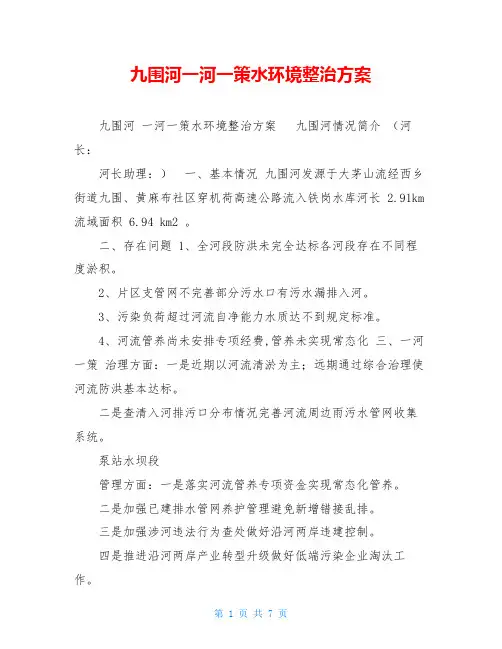 九围河一河一策水环境整治方案