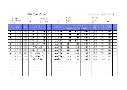 机房出入登记表