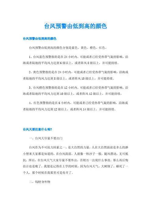 台风预警由低到高的颜色