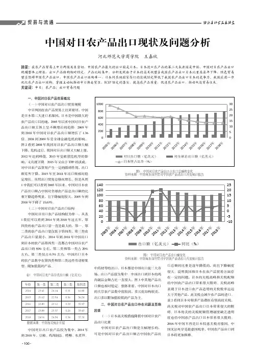 中国对日农产品出口现状及问题分析
