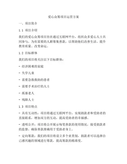爱心众筹项目运营方案