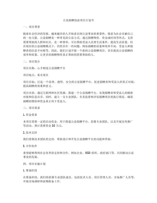 公益捐赠创业项目计划书