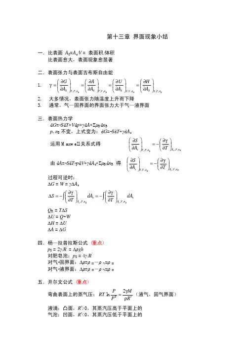 13_表面物理化学小结