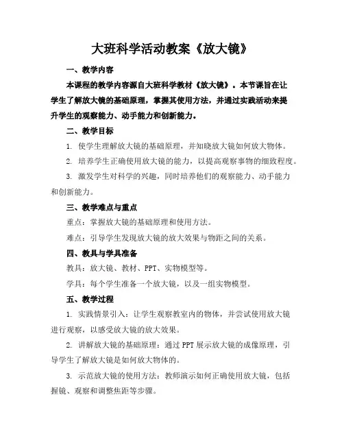 大班科学活动教案《放大镜》