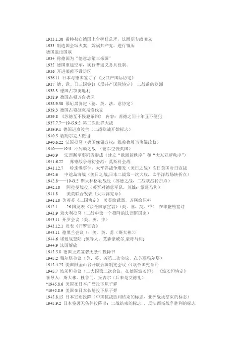 二战史大事年表