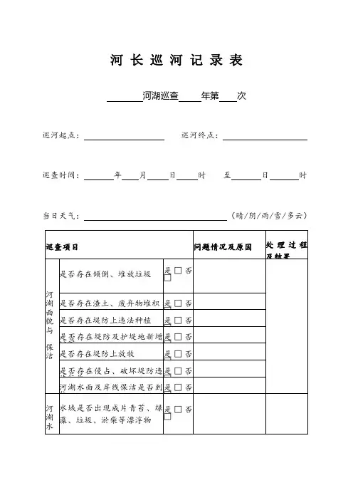 河长巡河记录表