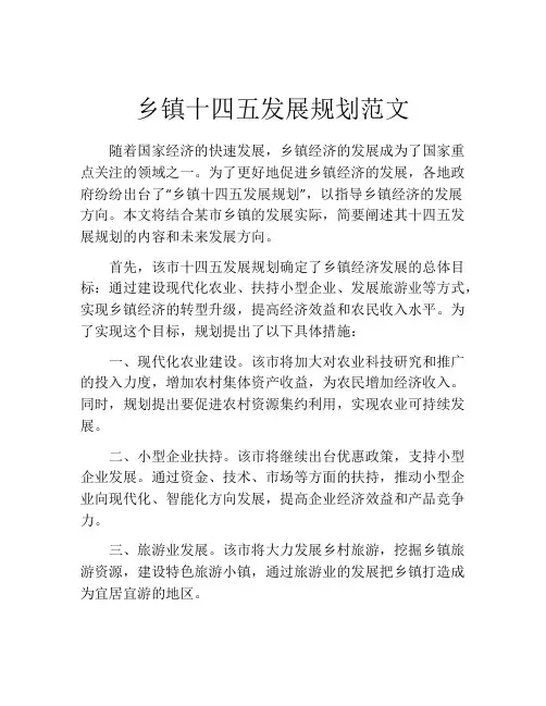 乡镇十四五发展规划范文
