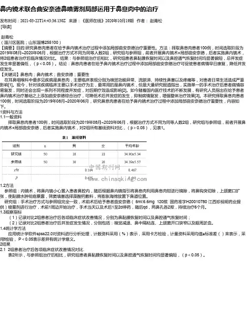 鼻内镜术联合曲安奈德鼻喷雾剂局部运用于鼻息肉中的治疗