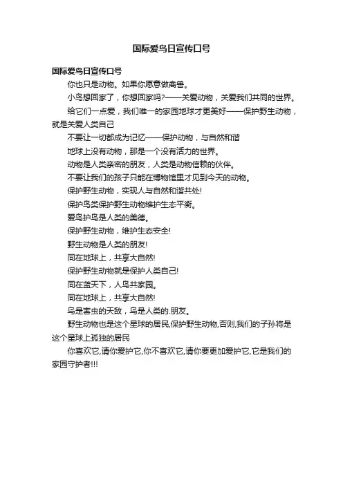 国际爱鸟日宣传口号