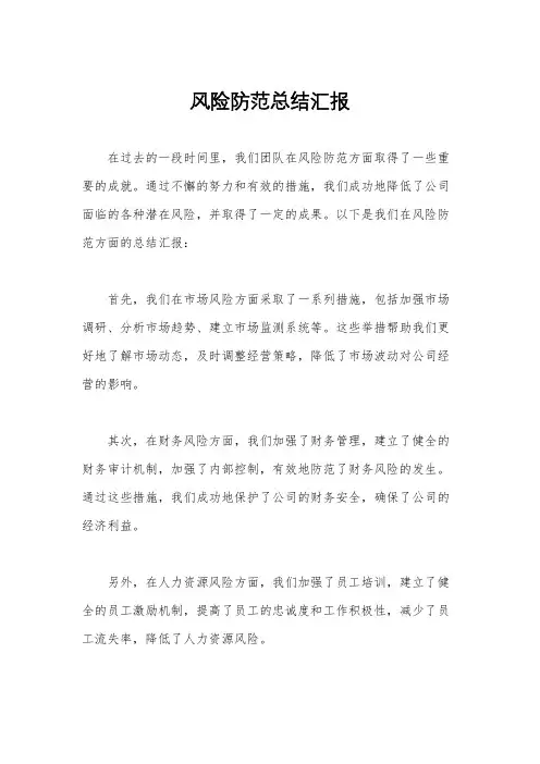风险防范总结汇报