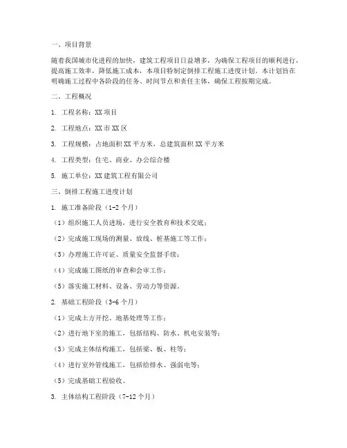 倒排工程施工进度计划